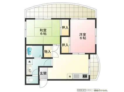 岡野ビル(2DK/3階)の間取り写真