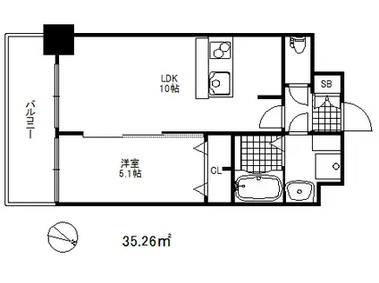 プレサンス兵庫ヴィアーレ(1LDK/7階)の間取り写真