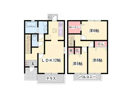 ディアコート太田II(3LDK/2階)の間取り写真