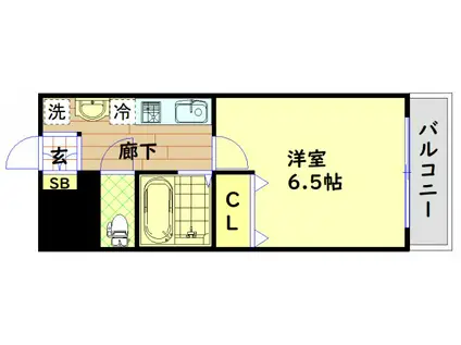 フォーシーズン北堀江(1K/4階)の間取り写真