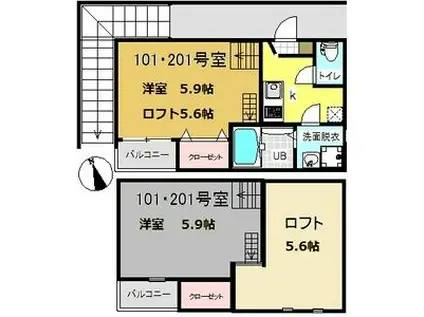 JACK河原町(1K/1階)の間取り写真