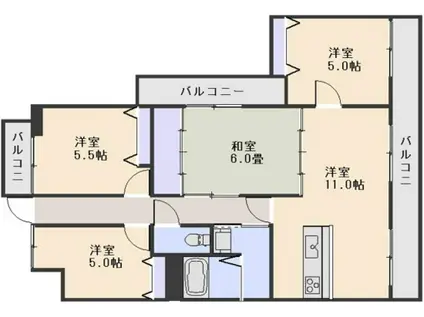 サーパス福富(4LDK/11階)の間取り写真