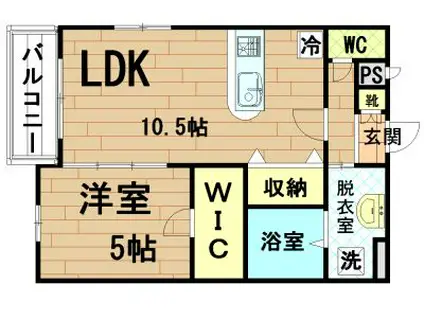 ラ・ヴィータ美松(1LDK/1階)の間取り写真