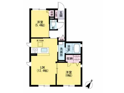 クラニアII(2LDK/1階)の間取り写真