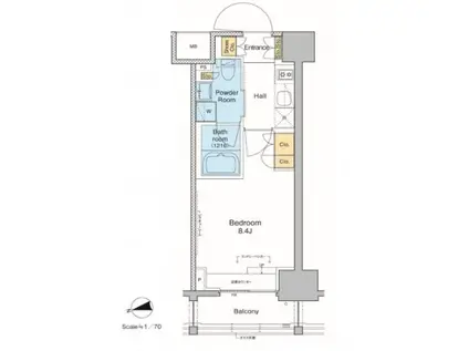 プラウドフラット西早稲田(1K/8階)の間取り写真