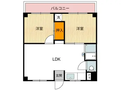 リアライズ玉出(2LDK/4階)の間取り写真