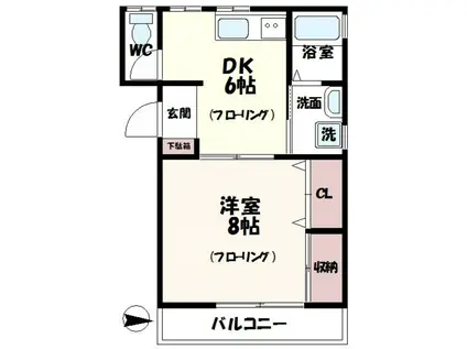 サンヒルズ(1DK/2階)の間取り写真