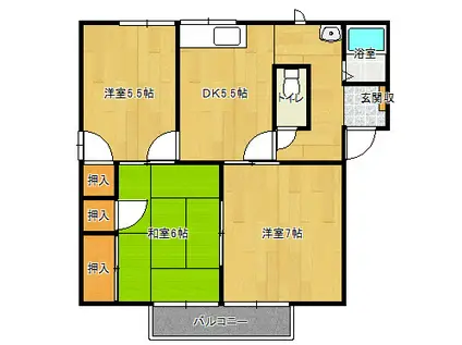 フレグランス庄内(3DK/2階)の間取り写真