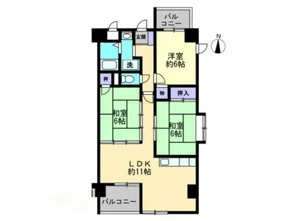シティラック高松A(3LDK/5階)の間取り写真