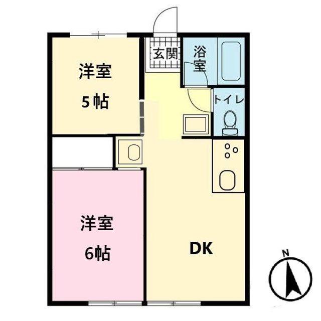 シティーハイム白砂(2DK/1階)の間取り写真