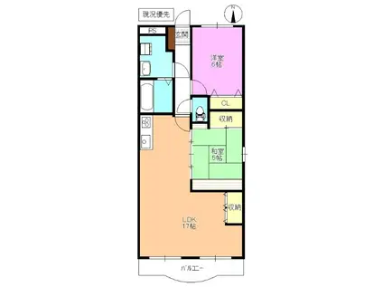 ルネス北沢(2LDK/2階)の間取り写真