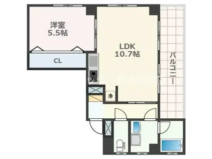新屋敷エクシード(1LDK/4階)の間取り写真