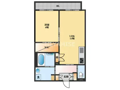 エルズコート(1LDK/2階)の間取り写真