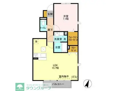 アネシスIII(1LDK/1階)の間取り写真