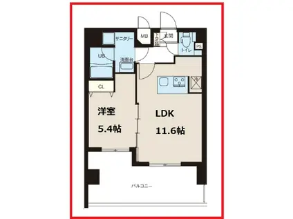 マキシヴ八広(1LDK/6階)の間取り写真
