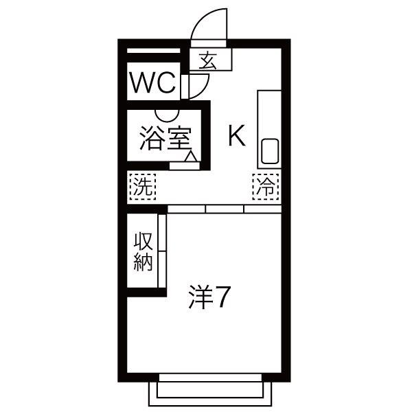 フレンドビル(1K/3階)の間取り写真