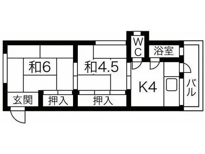 第2晴風荘(2DK/2階)の間取り写真