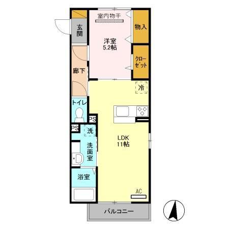アンリシール・レイク(1LDK/3階)の間取り写真
