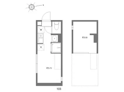 ミカシータ亀戸(ワンルーム/1階)の間取り写真