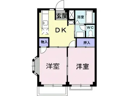 カーサ貳番館(2DK/2階)の間取り写真