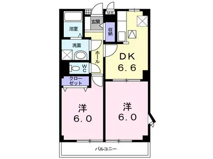 サンライズ西原(2DK/1階)の間取り写真