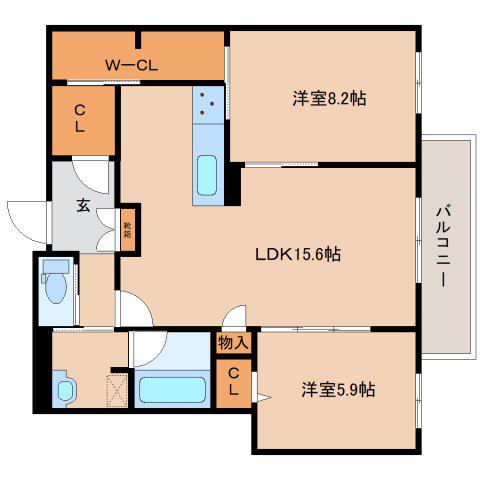 クリスタル シャーメゾン(2LDK/3階)の間取り写真