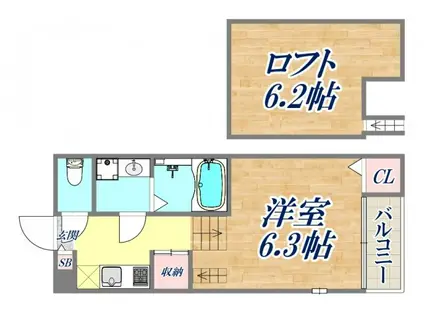 ハーモニーテラス深江南町(1K/1階)の間取り写真