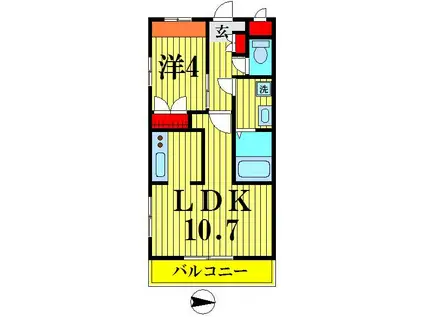 SPRING・HILL(1LDK/1階)の間取り写真