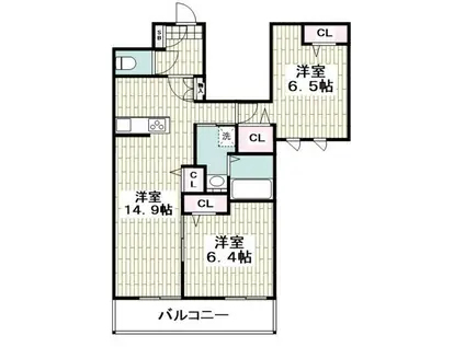 プランドール鎌倉ウエスト(2LDK/3階)の間取り写真