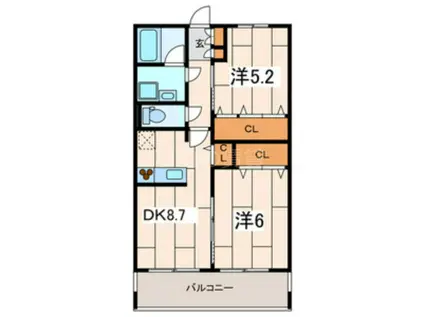 ドミール新川崎(2DK/3階)の間取り写真