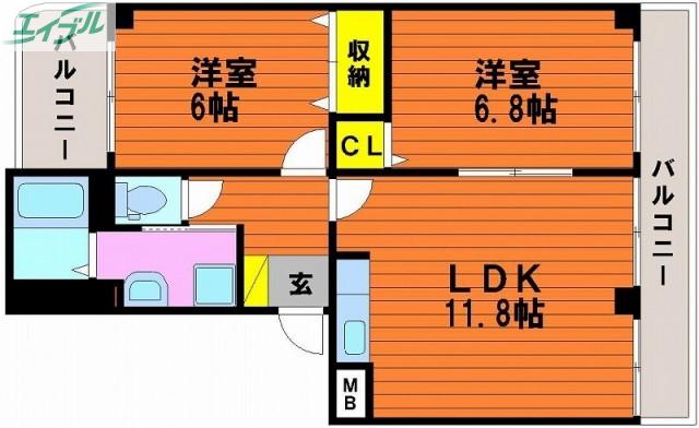 PLEIADES A棟(2LDK/1階)の間取り写真