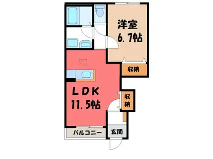 アップヒルズ(1LDK/1階)の間取り写真