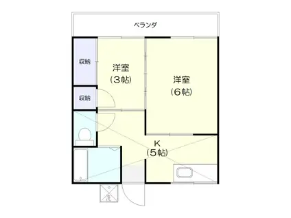 コーポ石塚(2DK/2階)の間取り写真