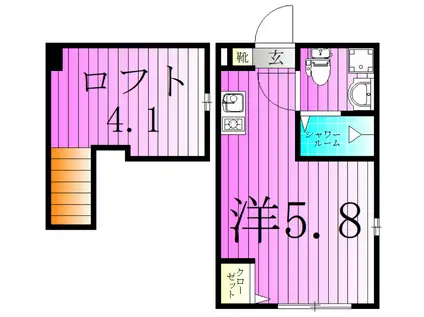 ハーモニーテラス柳原4(ワンルーム/2階)の間取り写真