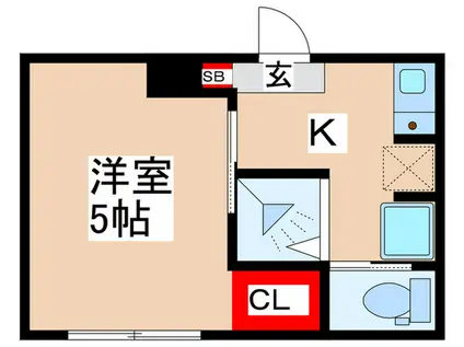 西武新宿線 小平駅 徒歩7分 3階建 築1年(1K/2階)の間取り写真