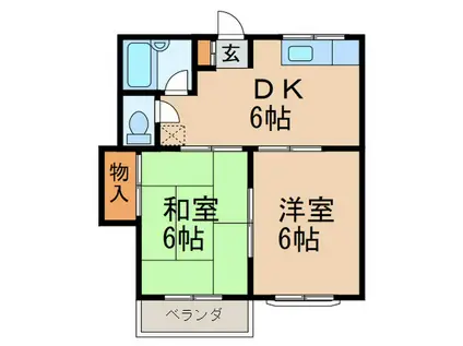 キャッスル上野(2DK/2階)の間取り写真
