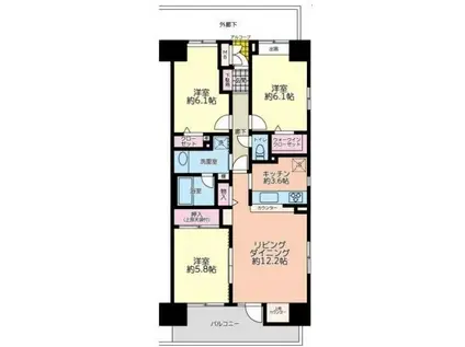 ベルドゥムール海老名(3LDK/9階)の間取り写真