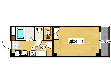 エバーハイツ春日(1K/1階)の間取り写真