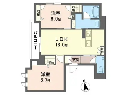 メナージュ四谷(2LDK/2階)の間取り写真