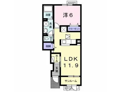 ウィンド ホライズン A(1LDK/1階)の間取り写真
