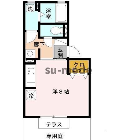 テラー・ウエスト新芦屋(ワンルーム/2階)の間取り写真