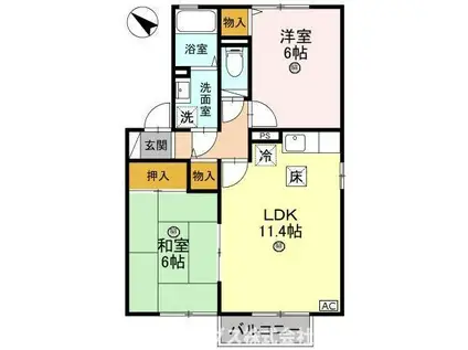 エスポワールMATSUI2(2LDK/2階)の間取り写真
