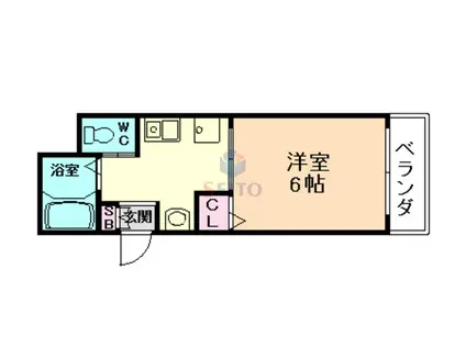 グランシティ西三国(1K/4階)の間取り写真