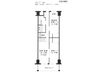 プリマベーラ(2DK/3階)の間取り写真