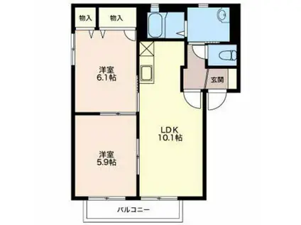レジデンシャルB(2LDK/2階)の間取り写真