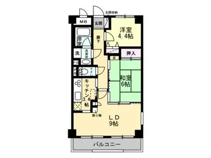 ユーコート洋光台(2LDK/3階)の間取り写真