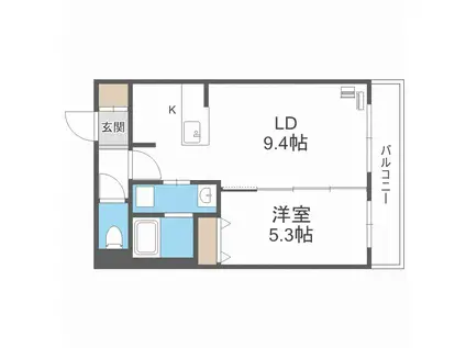 アルファスクエア福住2条(1LDK/2階)の間取り写真