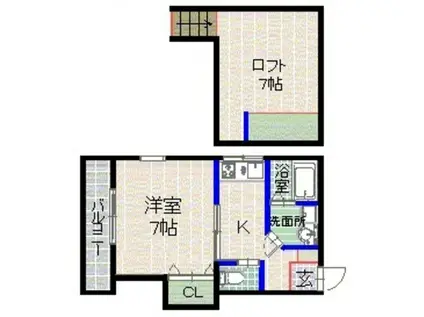 グリーンハウス(1K/2階)の間取り写真