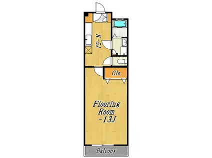 市川ハイム第1(1DK/3階)の間取り写真