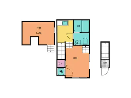 PRIMO-PIATTO(1K/2階)の間取り写真